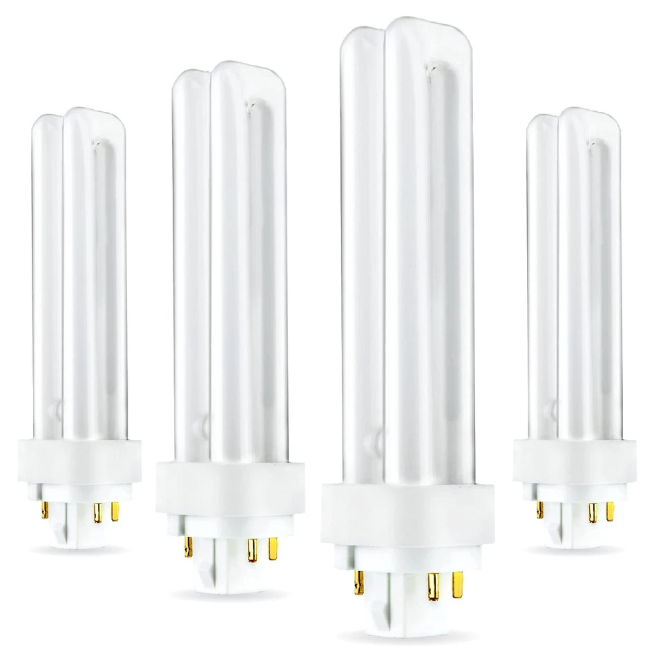 4 Pack 18W CFL Bulbs 4-Pin G24q-2 6500K Daylight Double Tube Energy Saver - Image 2 of 3