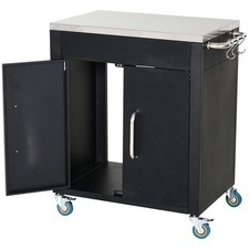 Küchenwagen mit Rollen Servierwagen Küchenschrank Edelstahl Schwarz