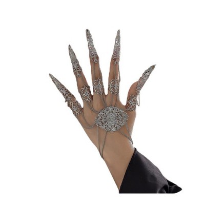 Gothic Bracelets Finger Nails Tip Claw Rings for Women, Punk Sliver Wrist Chains