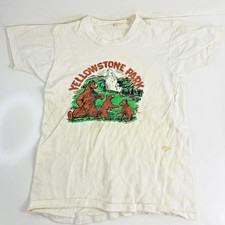 Vintage Children's Yellowstone Park T Shirt 70s Bears Old Faithful Youth L 10-12