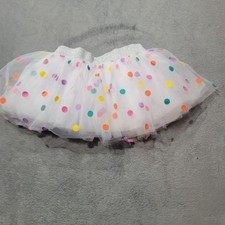 Cat Jack Tutu Skirt Girls 12-18M White Multi Polka Dot WG29808 Glitter Waist