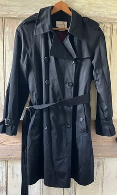 Worthington Wms Double-Breasted Belted Trench Coat Sz S Black Detachable Lining