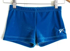 GK Elite Adult XS AXS Solid Blue Velvet Velour Gymnastics Cheer SHORTS
