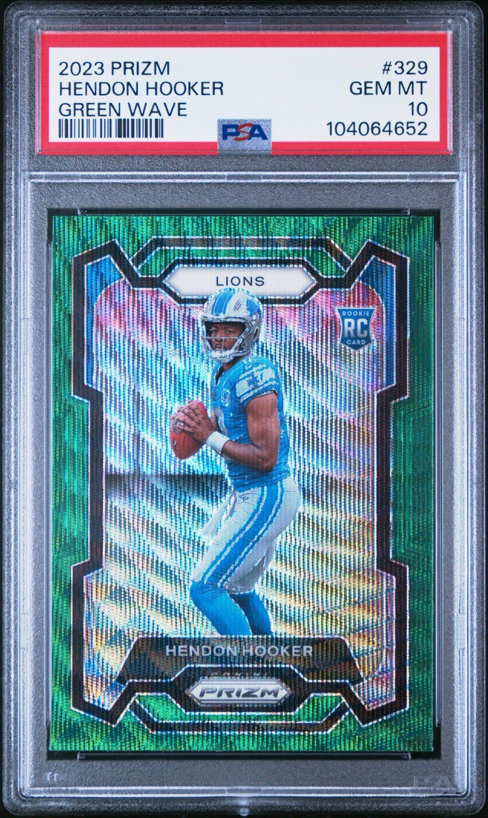 2023 Panini Prizm Hendon Hooker #329 Green Wave Prizm PSA 10 RC Rookie
