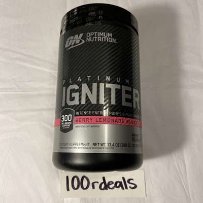 OPTIMUM NUTRITION PREWORK POWDER PLATINUM IGNITER BERRY LEMONADE BLAST 2/26
