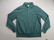 NEW Brooks Brothers Polo Sweater Merino Wool Long Sleeve Knit Green Size Large