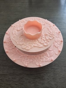 Vintage PINK PLASTIC Carousel SEWING CADDY Spool Thread Holder Lazy Susan