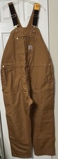 Carhartt Bibs Overalls Mens 48x32 Brown Double Knee Carpenter Duck Canvas New