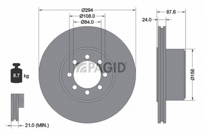 2x Bremsscheibe PAGID 54717N für IVECO DAILY 4 6 5 Bus 26L11 29L11 29S11 35C11D
