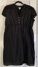 Maternity Motherhood Black Lined Dress Cap Sleeves Lightweight V-neck Size L