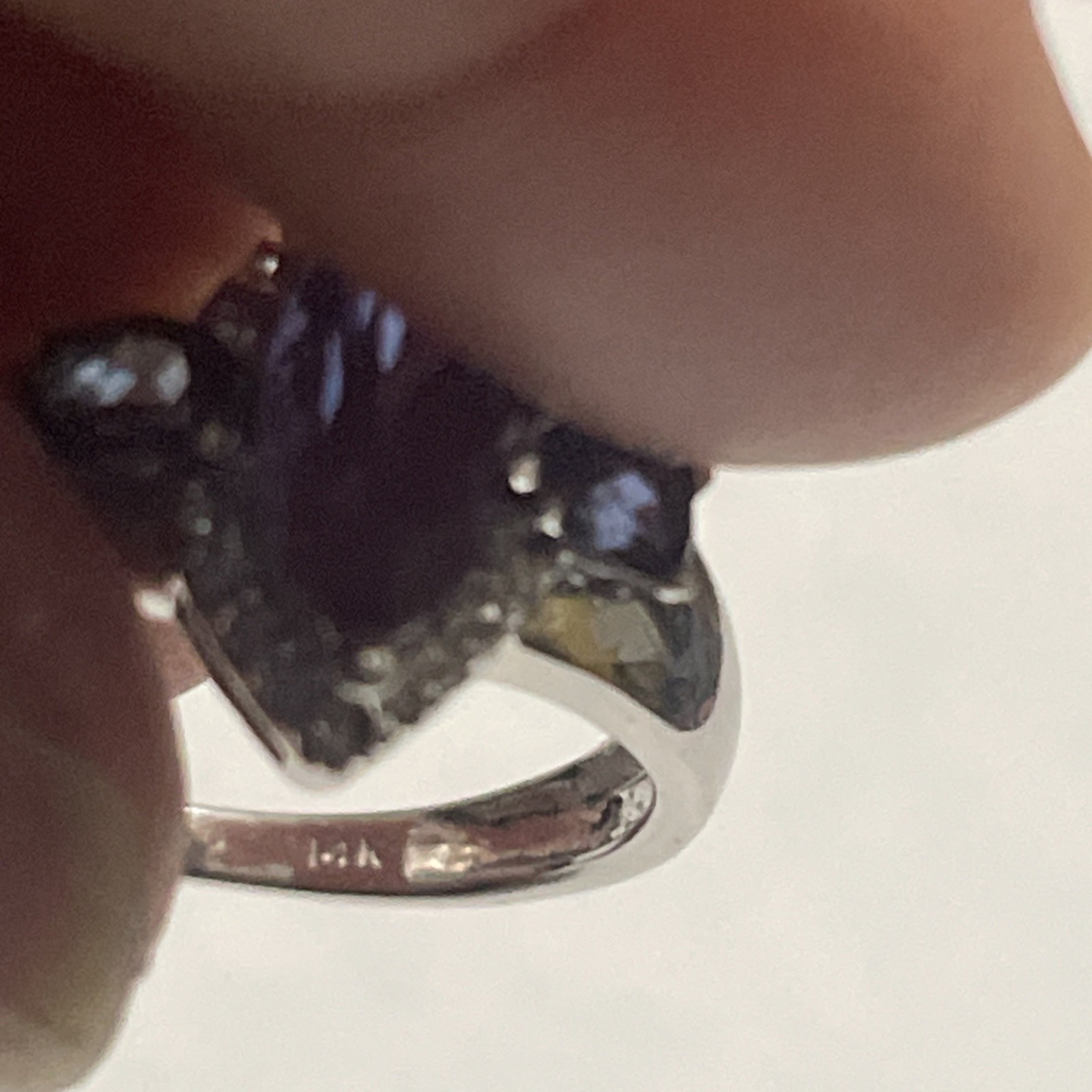 SOLID 14K WHITE GOLD RING W/LAB CREATED ALEXANDRI… - image 4