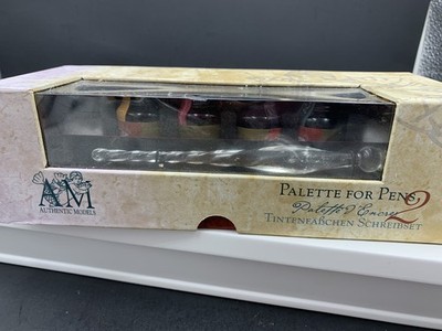 Authentic Models Palette for Pens Glass Pens & Ink Set New Open Box