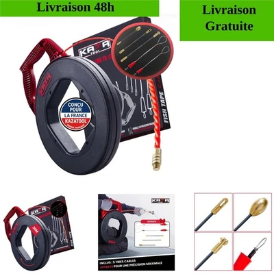 KAZATOOL Aiguille Électricien 30m Tire Fil + 5 Adaptateurs - Photo 1/4
