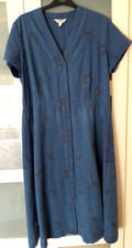 Seasalt, fowen embroidered shirt dress, removed pockets, navy/blue, size 18r