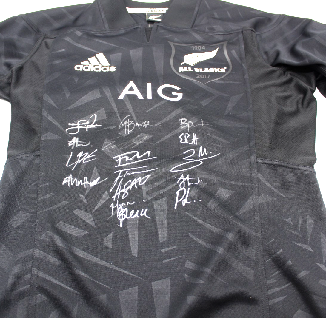 2025-26 New Zealand All Blacks Signed Adidas Rugby Jersey Brand