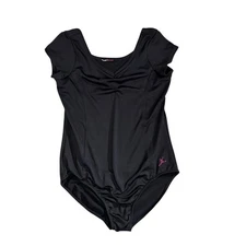 Future Star Girls Gymnastic Leotard Size S Black Dance Short Sleeve