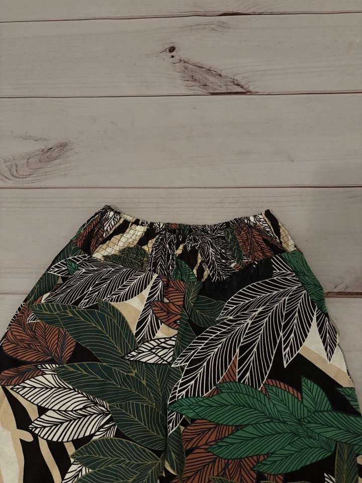 Tahari Pants Womens M boho Floral Linen Wide Leg Tropical Resort Vacay Pockets - Image 2 of 4