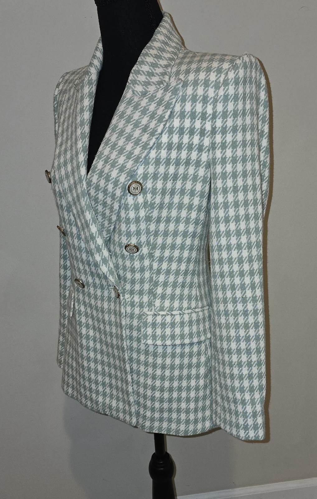 Authentic Zara Houndstooth Jacket Blazer Double B… - image 3