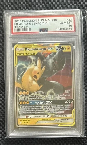 2019 Pokemon Team Up #33 Pikachu & Zekrom GX PSA 10
