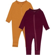 Rayon Baby Pajamas with Mitten Cuffs, Soft Long Sleeve with Zipper Sleeper 2 ...