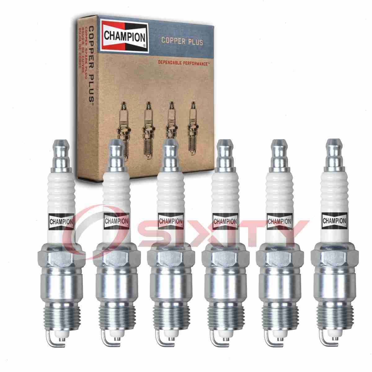 6 pc Champion Copper Plus Spark Plugs for 1973-1976 Oldsmobile Omega 4.1L L6 ml