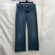 Wrangler youth light/medium wash blue denim adjustable straight cotton jeans 10