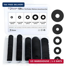 120Pcs Flat Rubber Washers Assortment Kit,16/18/20/25/30mm Black Washer,Vibratio