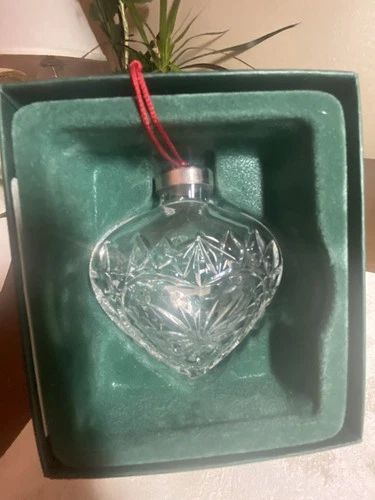 Waterford Marquis Lead Crystal Heavy Puffed Heart Christmas Ornament 