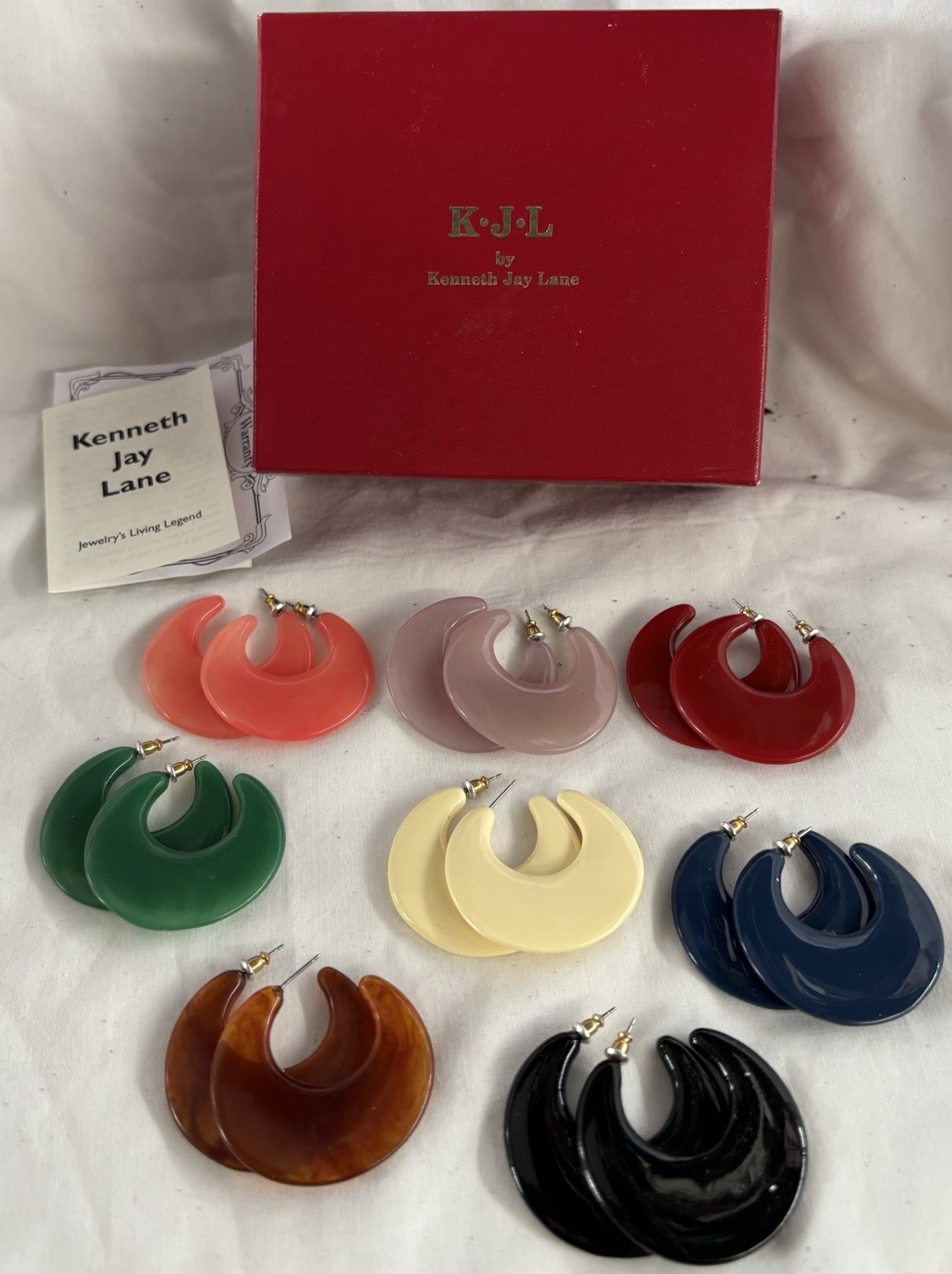 Vtg Kenneth Jay Lane KJL Hoop Earrings 8 Pair Luc… - image 2