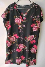 SHEIN Pink Red Roses Floral Women's Cap Sleeve Lightweight Dress Large