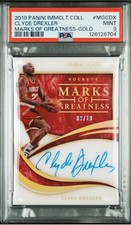 2019 Immaculate Collection Marks of Greatness Gold Clyde Drexler /10 PSA 9