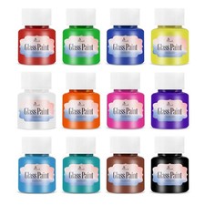 Stained Glass Paint For Glass 12 Colors X 0.84 Fl.oz For Wine ottles Light ulbs