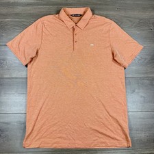 Travis Mathew Pima Cotton Blend Short Sleeve Polo Shirt Men  s XL Orange Golf
