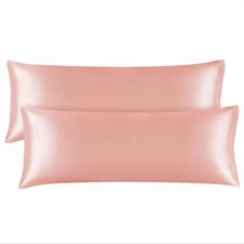 Cooling Satin Pillow Cover, Full Length Body Pillow 20x54, Pink