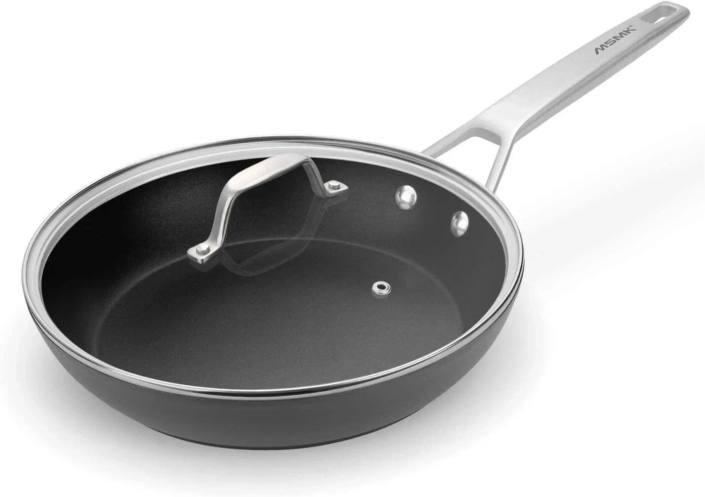 MsMk 10 Inch Nonstick Frying Pan with Lid Titanium & Diamond Coating, Oven Safe
