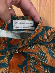 Urban Outfitters UO Saturn Corduroy Wrap Mini Skirt Teal Orange Boho Size XS