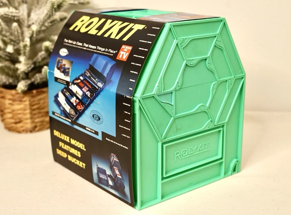 Vintage Rolykit Storage System S-18 Fishing Tackle Sewing Craft Supply Box Green - Image 4 of 4