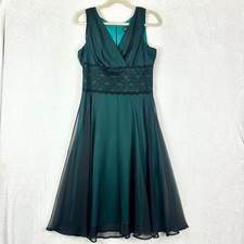 Vintage Connected Apparel Chiffon Overlay Fit Flare Midi Dress Sz 10 Whimsigoth