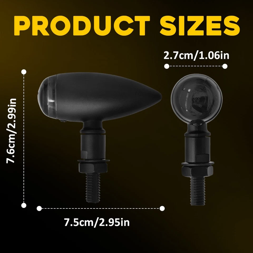 Luz trasera trasera LED intermitente ámbar bala negro para motocicleta H Foto 2 de 4