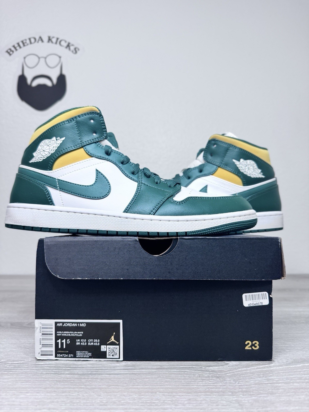 Size Nike Air Jordan Mid Sonics Green White Yellow 554724