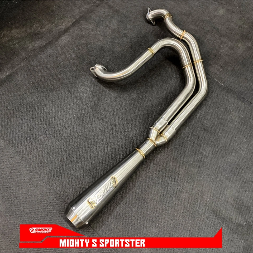 Silenciador de humo Sportster 883 XL883 escape personalizado 2 en 1 sistema completo 2004-2022 Foto 3 de 4