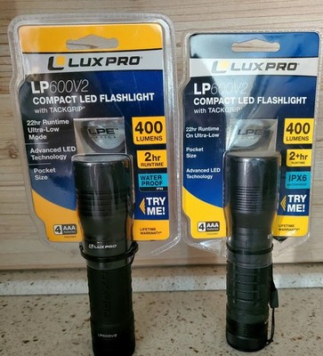 Two (2) LUX-PRO 400 Lumen ULTRA-BRIGHT 4 Mode LED AAA FLASHLIGHTS Waterproof 