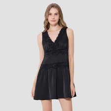 Women Lace Mini Slip Dress - Wild Fable Black M