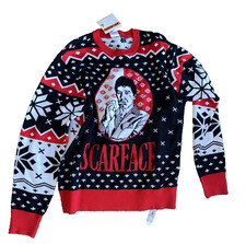 Scarface Tony Montana Al Pacino Light Up Knit Sweater Medium Ugly Christmas