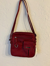 MultiSac Red Solid Crossbody Bag Zip Hook Loop Detachable Strap Pockets