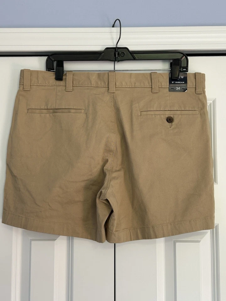 NUEVO CON ETIQUETAS J Pantalones Cortos Crew Para Hombre W 5” Entrepierna Elastizados Pantalones Cortos Beige Talla 34 Foto 2 de 4