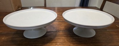 2 Pack Hearth Hand with Magnolia Modern Rim Stoneware Cake Stand Cream, 11''