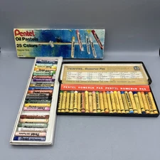 Vintage Pentel Oil Pastels Regular Size Non-Toxic 2 Boxes Partially Used