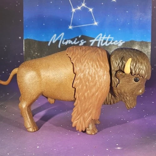 Vintage Playmobil Buffalo Bison Wild Animal Western 1980s Geobra Native American