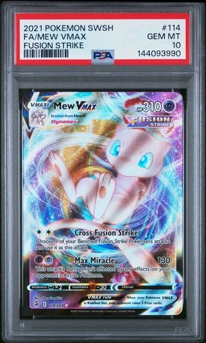 2021 POKEMON SWORD & SHIELD FUSION STRIKE #114 FULL ART/MEW VMAX PSA 10